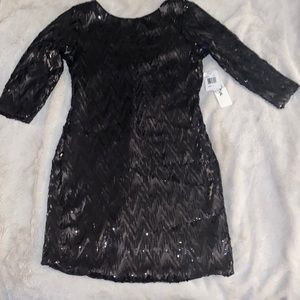 Black sequin dress size Large stretch material scoop neck /scoop back